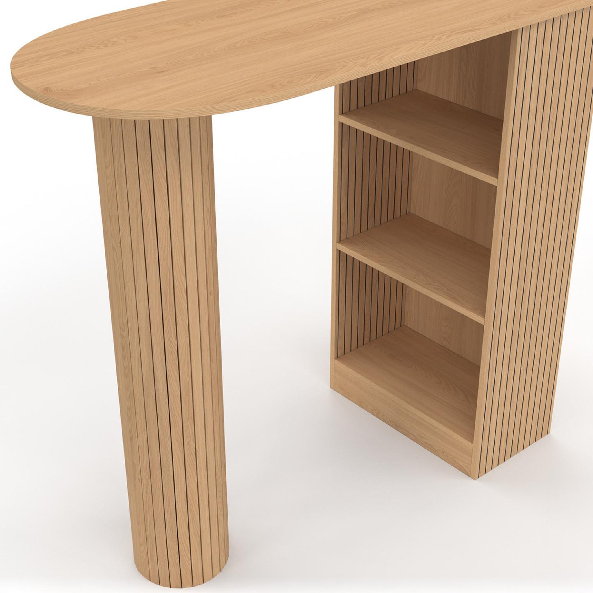 Voir la diapositive 6 : ID MARKET Table de bar juliette 2 à 4 personnes effet lattes tasseau bois