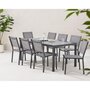 Voir la diapositive 1 : MARKET24 Ensemble repas de jardin : Table 180 cm + 8 chaises - Structure aluminium - Plateau verre trempé - Gris