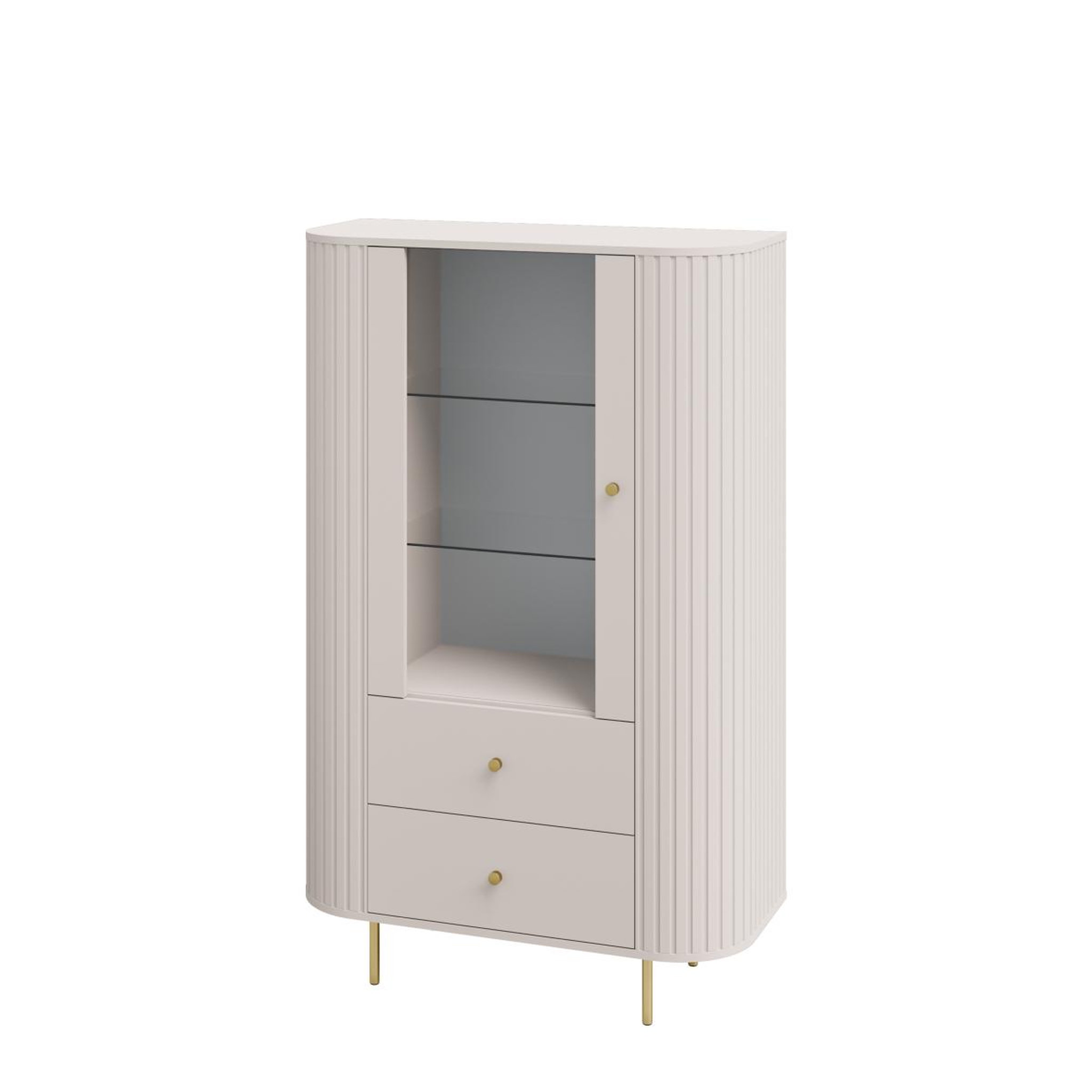 Voir la diapositive 4 : JLC KREATION Vitrine moderne 1 porte vitrée beige et doré lilio