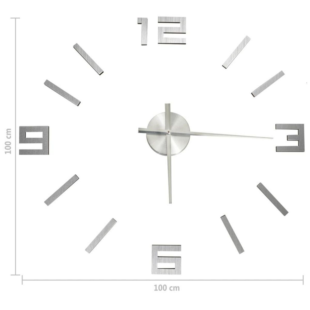 VIDAXL Horloge murale 3D Design moderne Argente 100 cm XXL