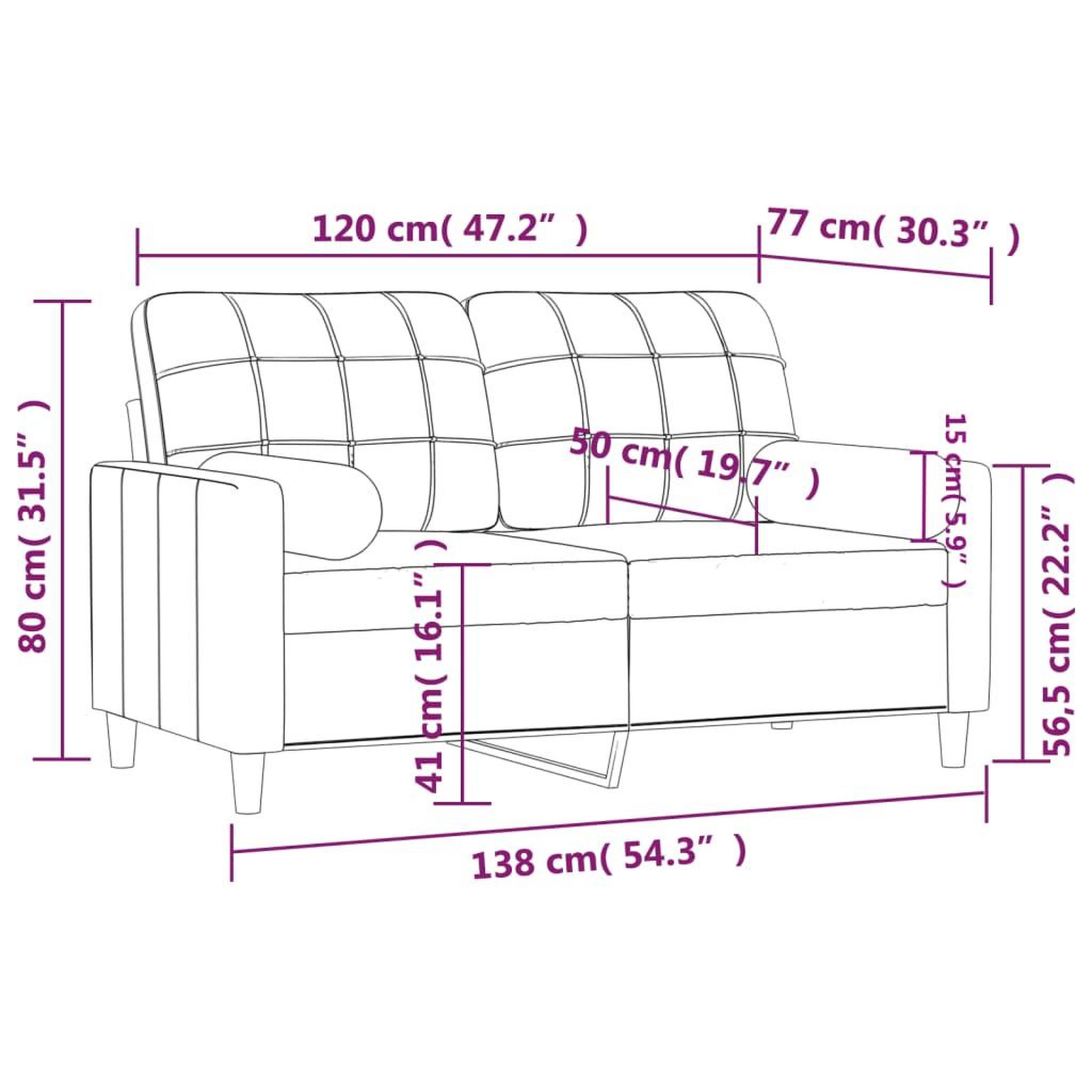 Voir la diapositive 6 : VIDAXL Canape 2 places avec oreillers bordeaux 120 cm tissu