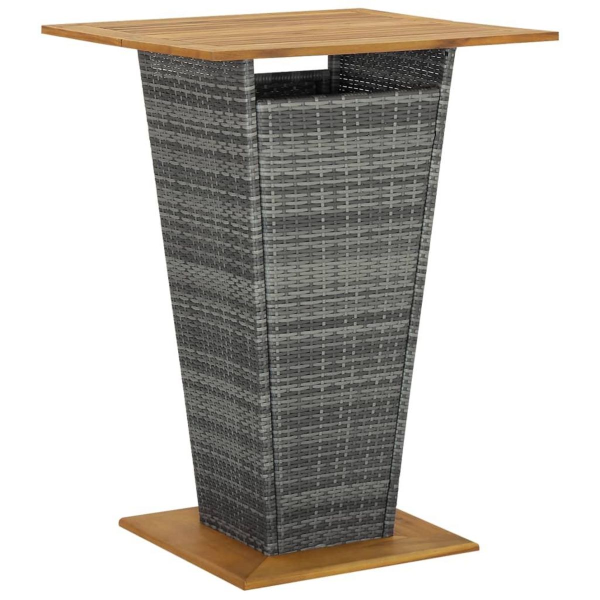 VIDAXL Table de bar Gris 80x80x110 cm Resine tressee et bois d'acacia