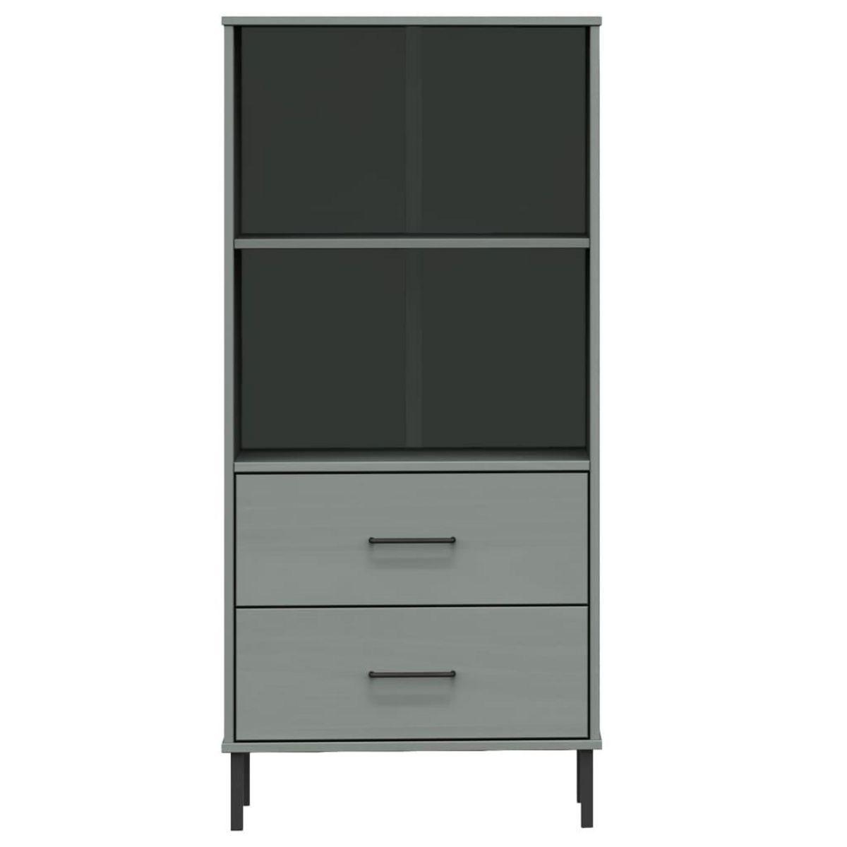 VIDAXL Bibliotheque a 2 tiroirs Gris 60x35x128,5 cm Bois massif OSLO
