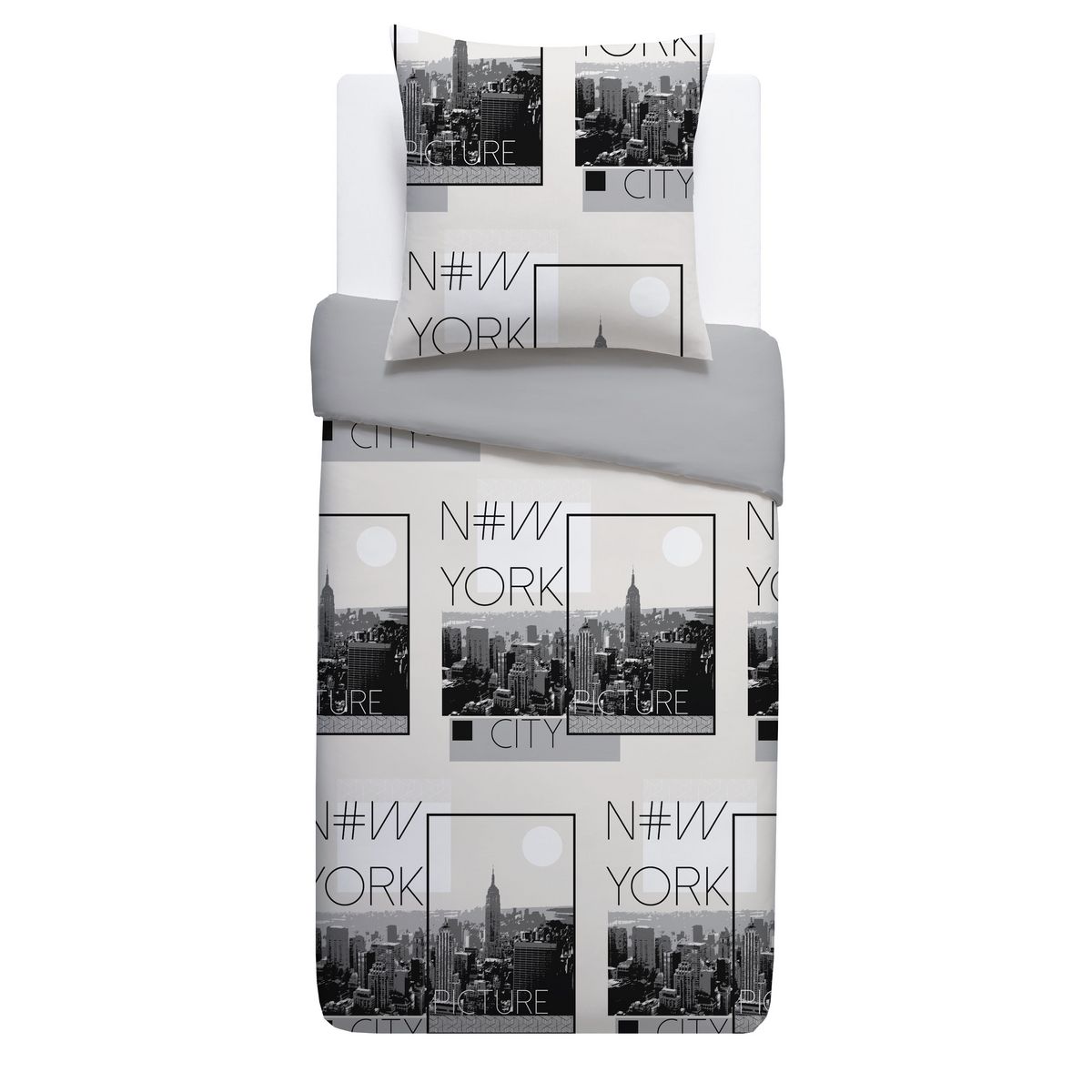 Parure housse de couette enfant microfibre fantaisie immeubles NEW YORK CITY
