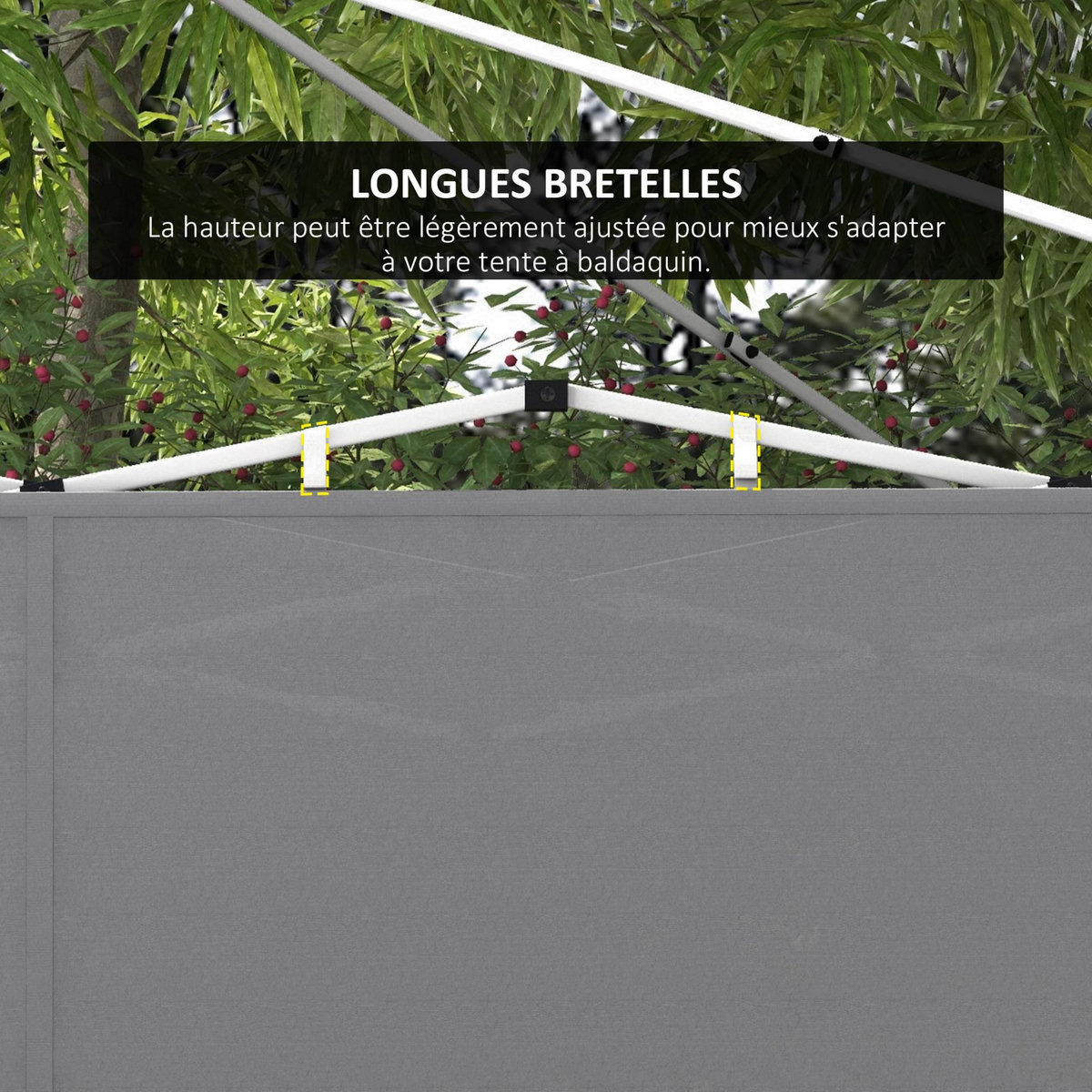 OUTSUNNY Lot de 2 panneaux latéraux barnum tonnelle 6x3 m ou 3x3 m oxford gris