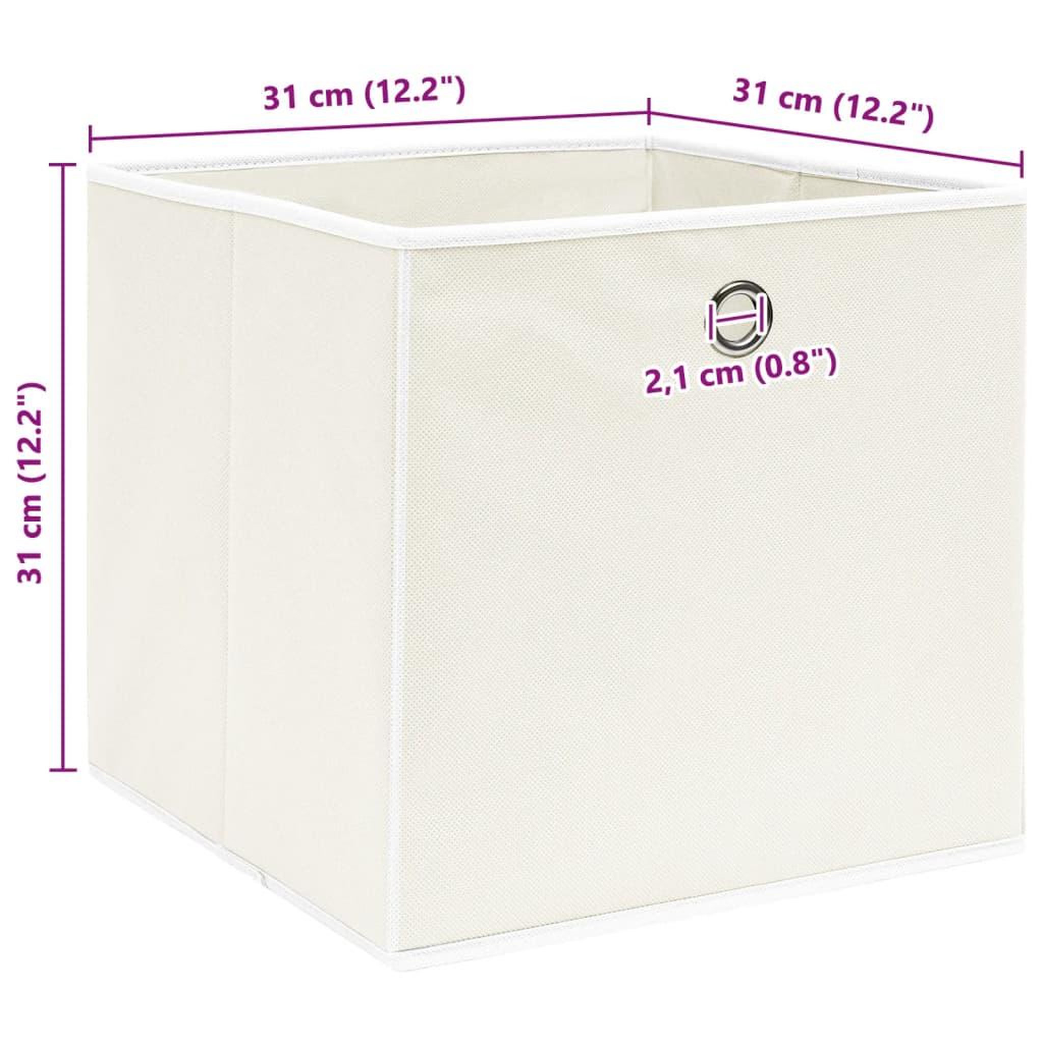 Voir la diapositive 6 : VIDAXL Boîtes de rangement 4 pcs Blanc 32x32x32 cm Tissu