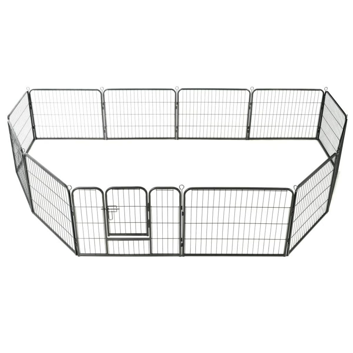 VIDAXL Parc pour chiens 12 panneaux Acier 80 x 60 cm Noir