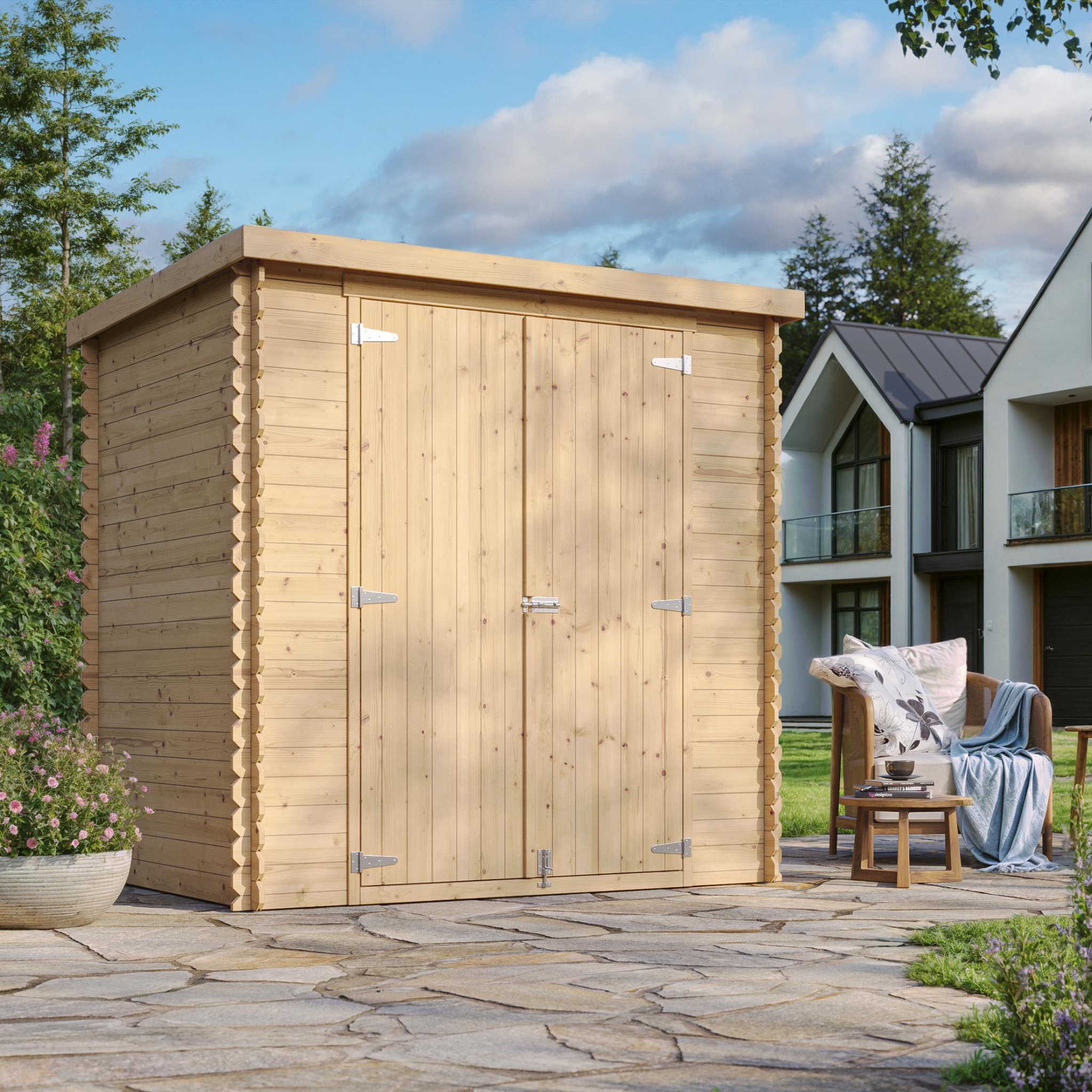 Voir la diapositive 2 : TIMBELA Abri de Jardin en Bois 2,2m² Cabanon de Jardin Extérieur pour Outils avec sol imprégné M311C1+M311G