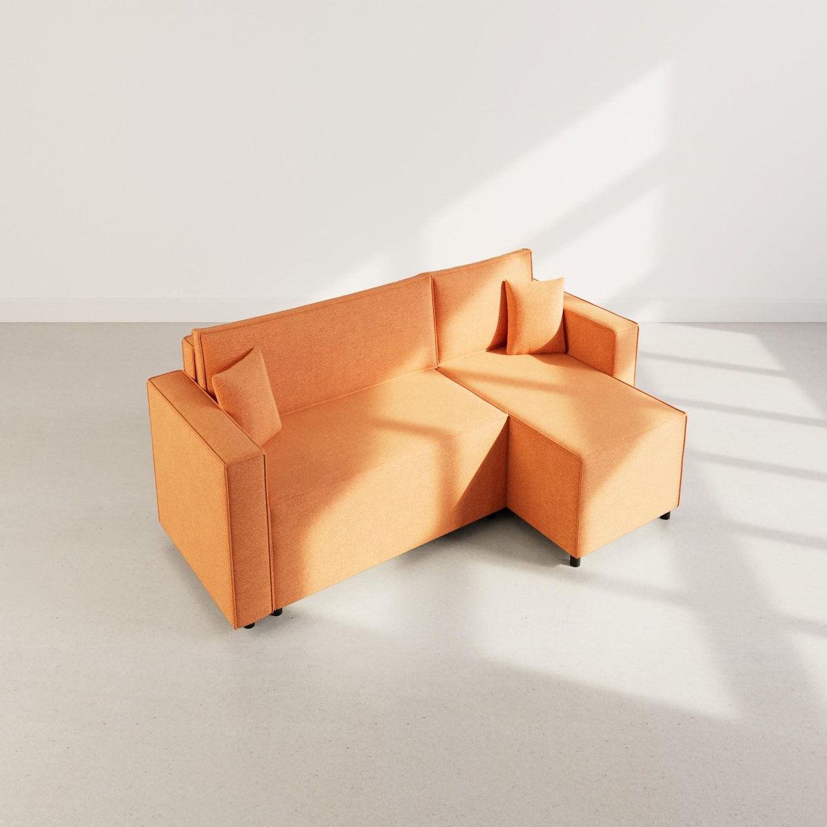 BEST MOBILIER Jonas - canapé d'angle réversible 4 places convertible avec coffre en tissu texturé