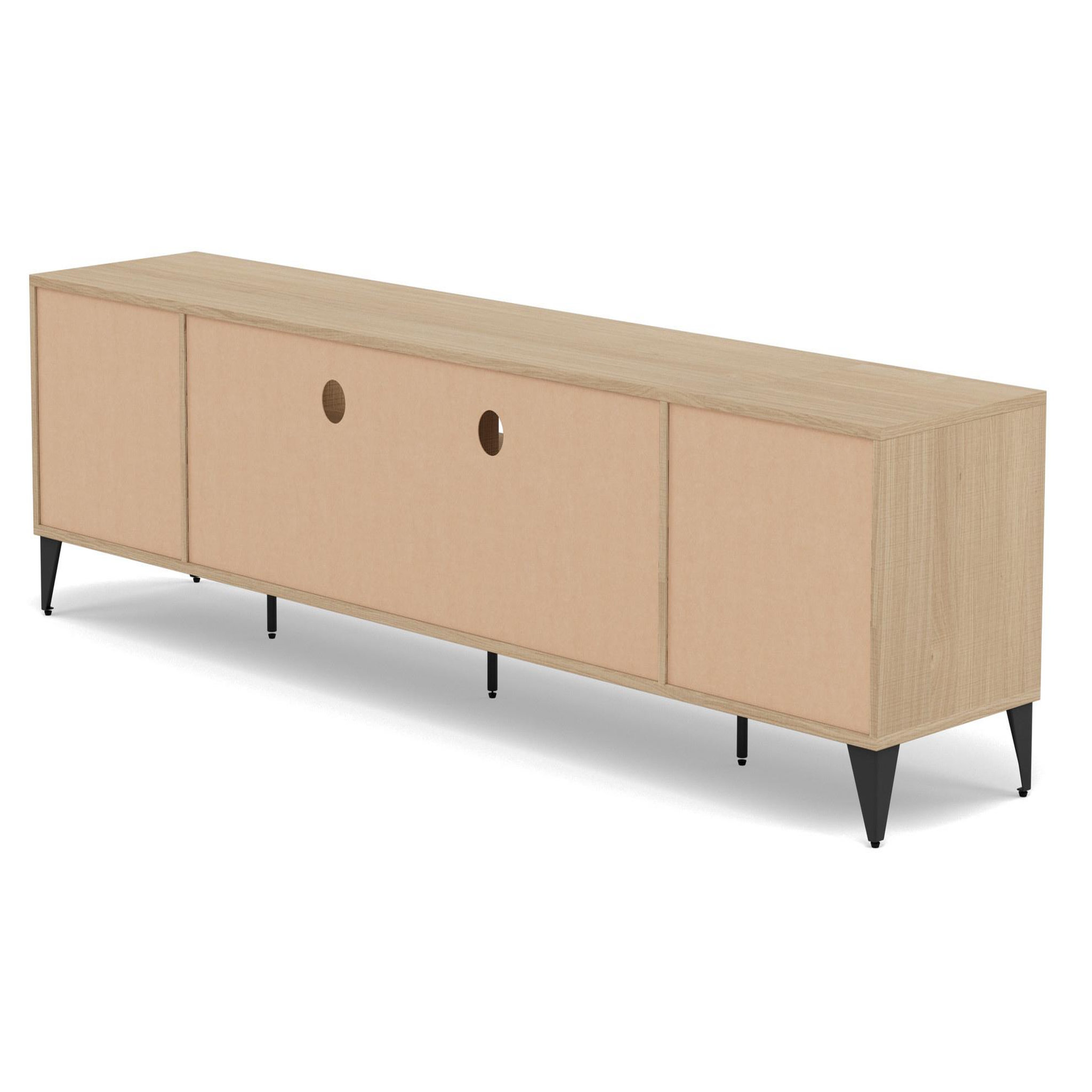 Voir la diapositive 6 : BEST MOBILIER Tribeca - meuble tv - effet bois et métal noir - 2 portes et 2 tiroirs - 200 cm