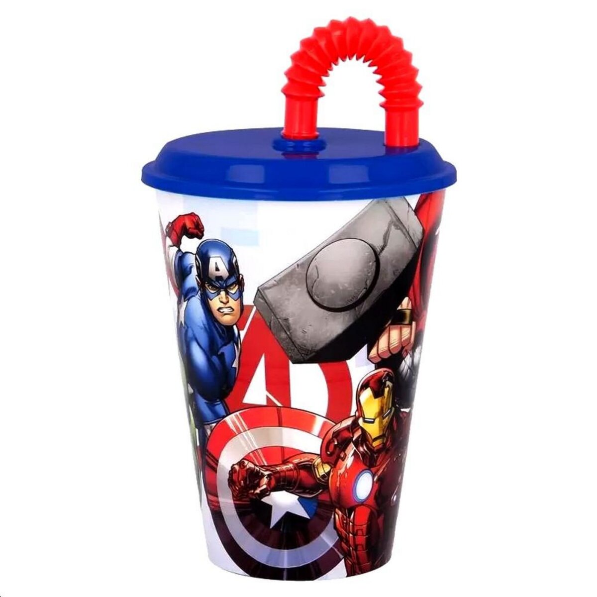 Gobelet avec paille Avengers enfant verre en plastique