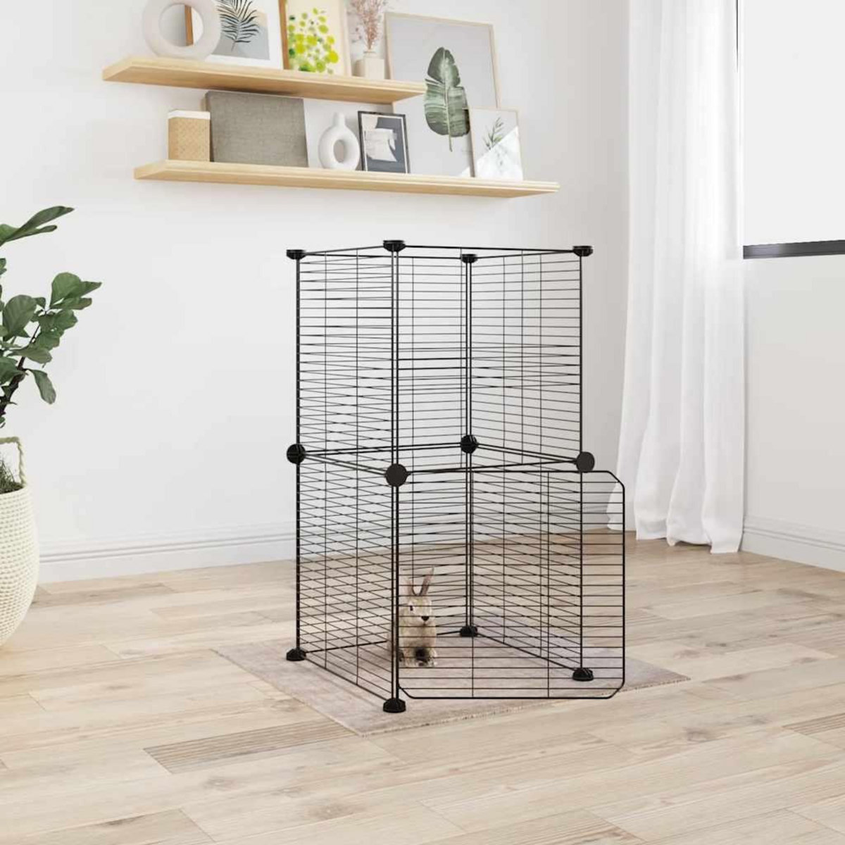VIDAXL Cage animaux de compagnie a 8 panneaux et porte Noir 35x35 cm
