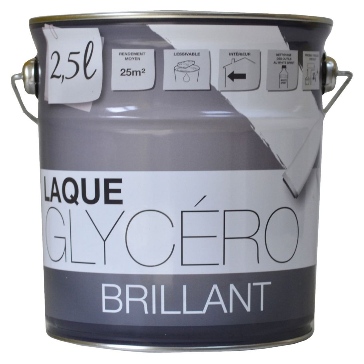 AUCHAN Laque glycéro brillant couleur blanc