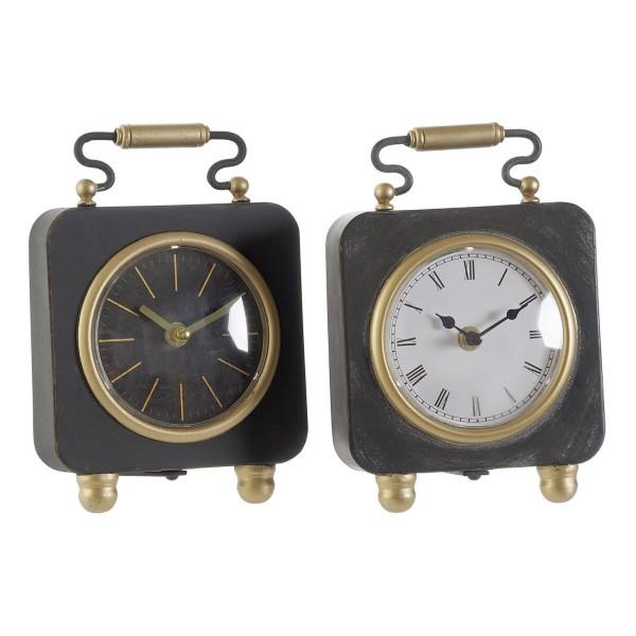 Voir la diapositive 1 : AAAAA Horloge de table DKD Home Decor Noir Argenté PVC Métal Plastique 14,5 x 5 x 21 cm (2 Unités)