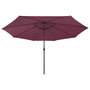Voir la diapositive 3 : VIDAXL Parasol de jardin avec lumieres LED mat en metal rouge bordeaux