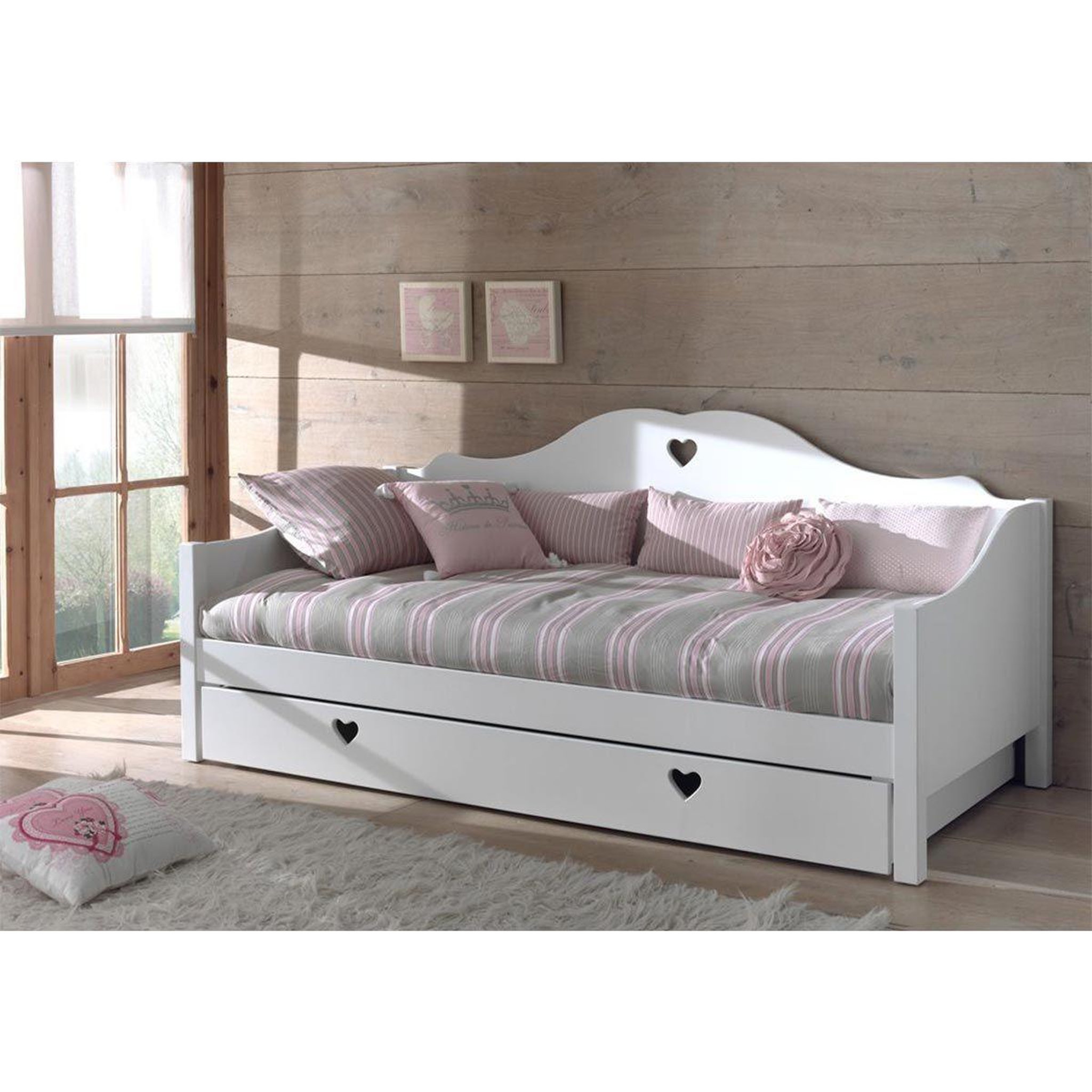 Voir la diapositive 5 : Paris Prix Pack - lit banquette enfant, sommier & tiroir  amori  90x200cm blanc