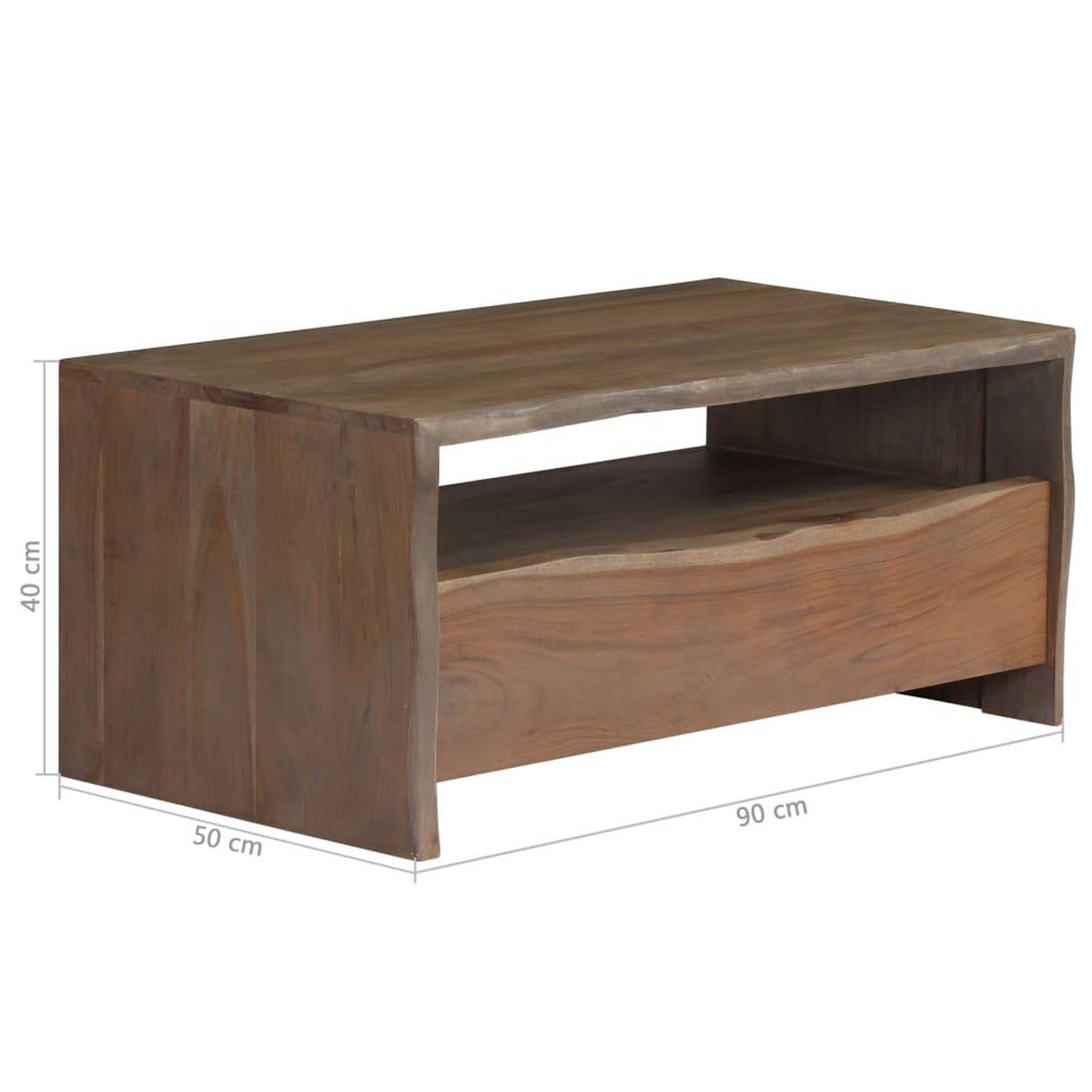 Voir la diapositive 6 : VIDAXL Table basse Acacia massif Bord assorti 90x50x40 cm Gris