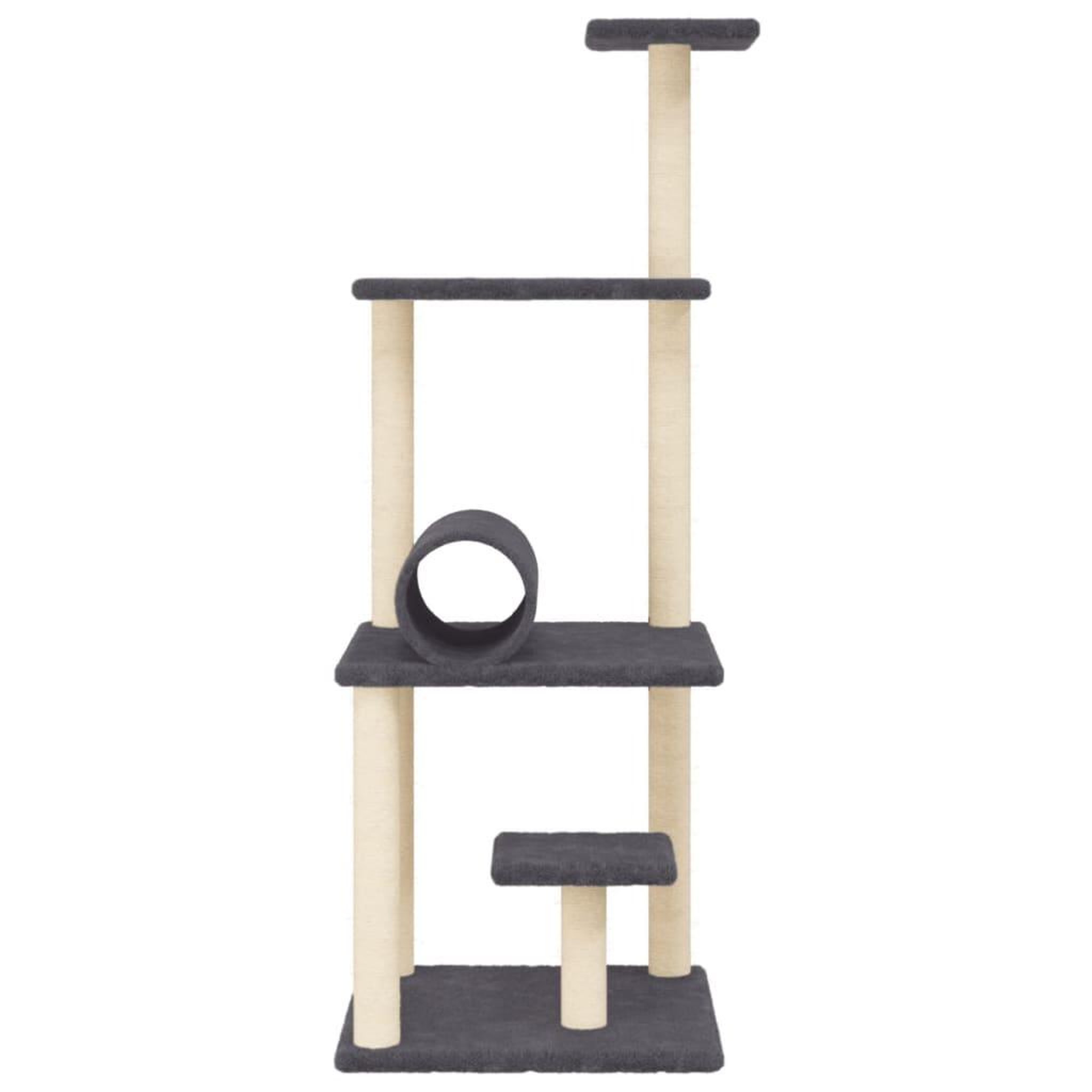 Voir la diapositive 4 : VIDAXL Arbre a chat avec griffoirs en sisal gris fonce 136 cm