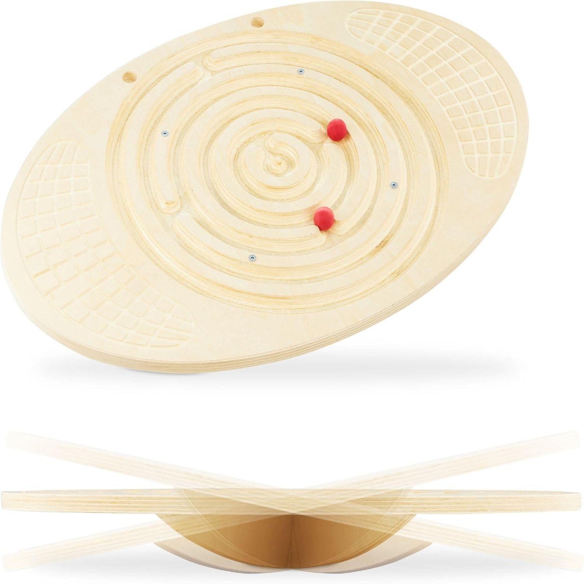 MAMABRUM Planche d'Équilibre en Bois de Bouleau avec Labyrinthe et 2 Boules pour Enfants et Adultes
