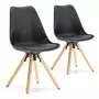 VS VENTA-STOCK Set de 2 chaises Salle à Manger Jeff Style Nordique Noir, 54 cm x 49 cm x 84 cm