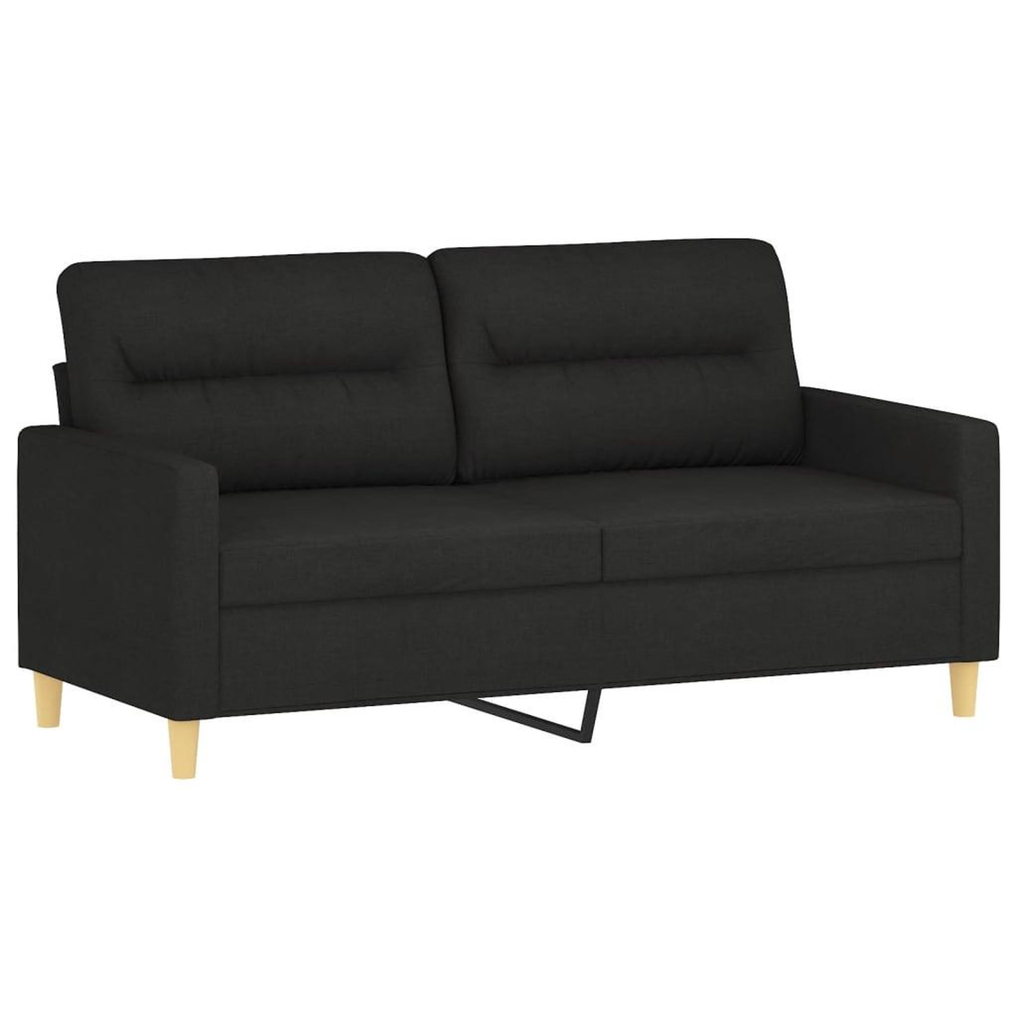 Voir la diapositive 4 : VIDAXL Canape 2 places avec oreillers decoratifs noir 140 cm tissu