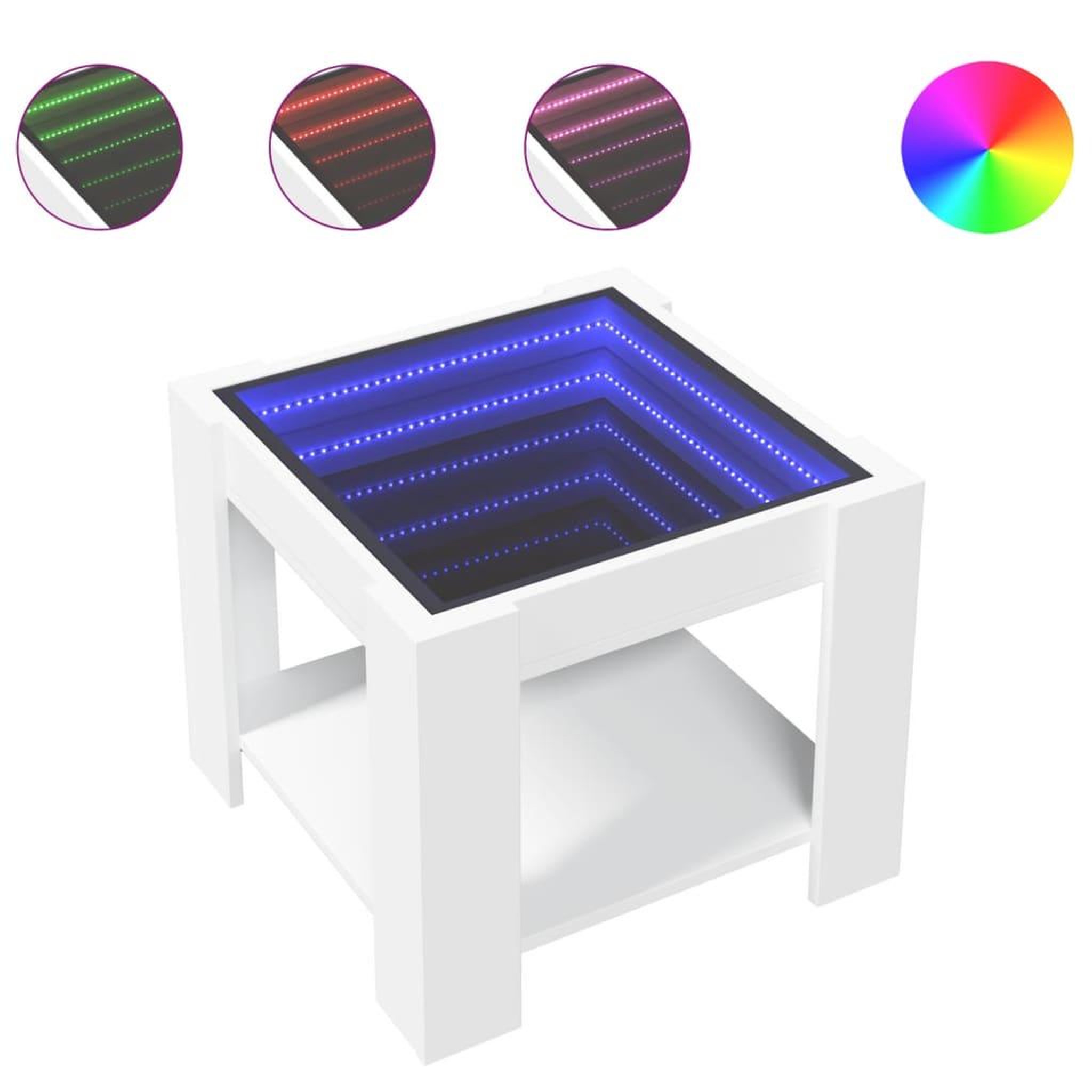 Voir la diapositive 2 : VIDAXL Table basse avec LED blanc 53x53x45 cm bois d'ingenierie