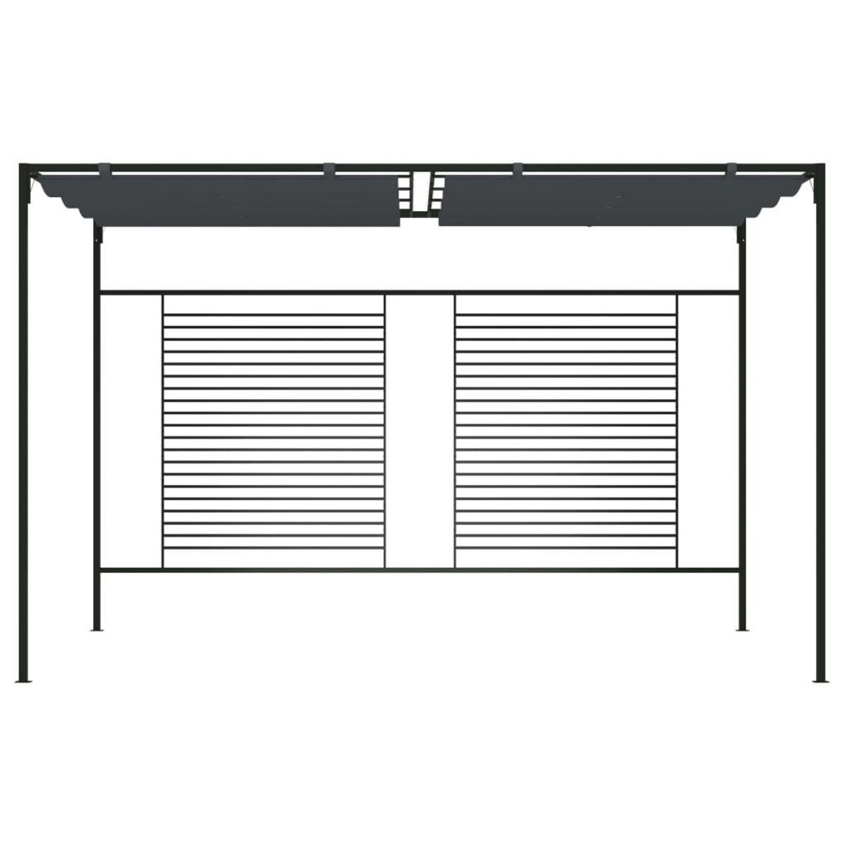 VIDAXL Belvedere avec auvent retractable 4x3x2,3 m Anthracite 180 g/m^2