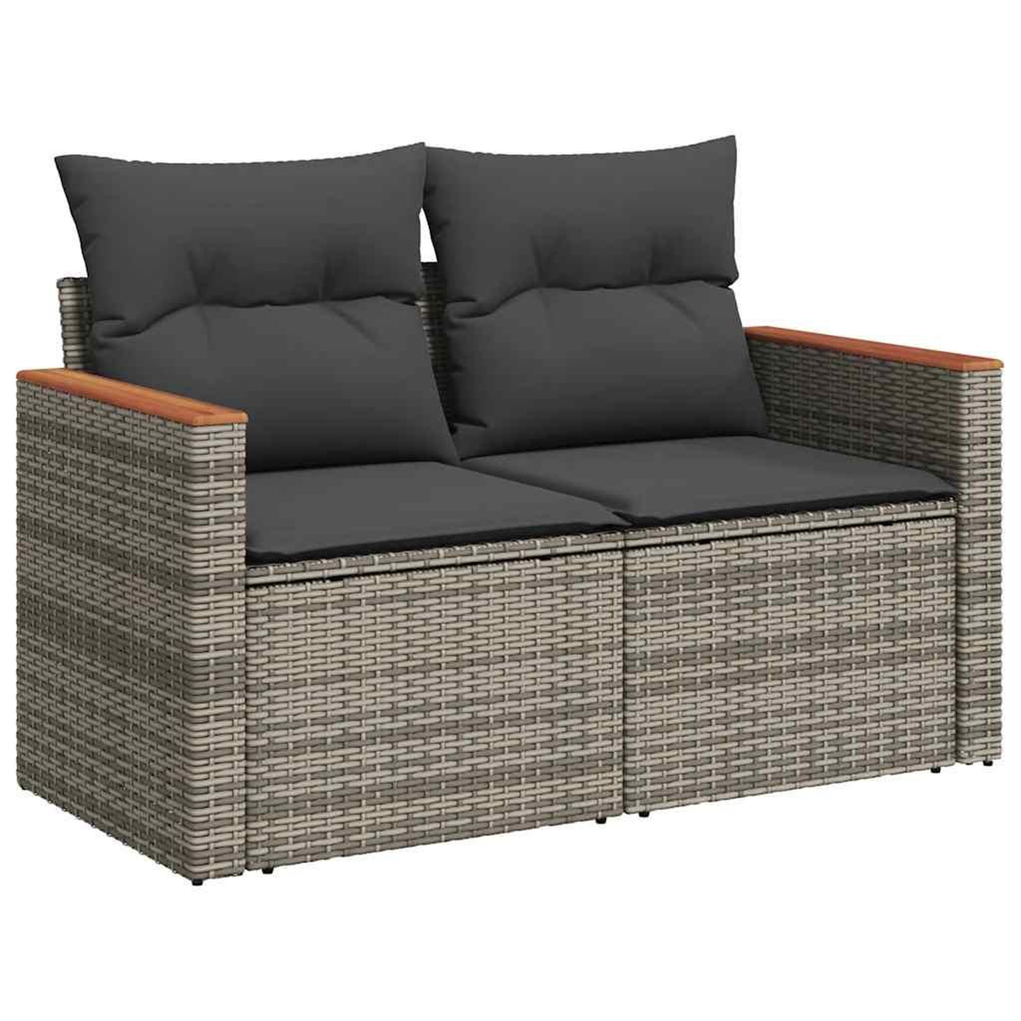 Voir la diapositive 5 : VIDAXL Salon de jardin avec coussins 7 pcs gris resine tressee acacia
