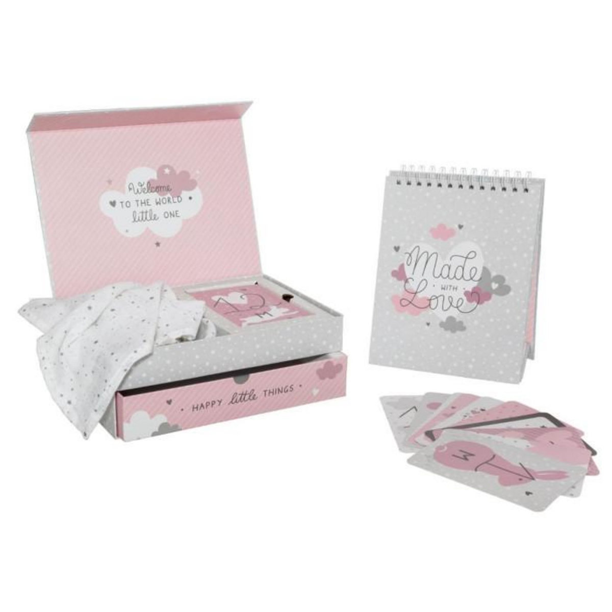 Atmosphera Kids Coffret Cadeaux Enfant 3 Pièces  Love  28cm Rose