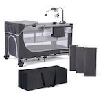 KINDERKRAFT Lit parapluie multifonction avec table à langer et accessoires. Coloris disponibles : Gris