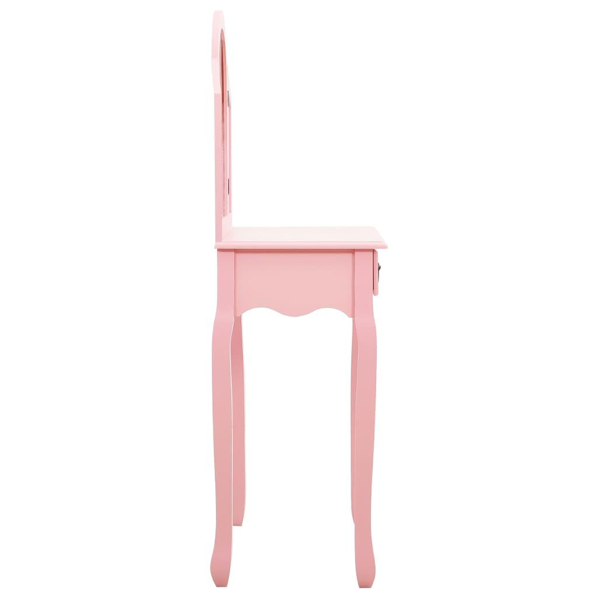 Voir la diapositive 5 : VIDAXL Coiffeuse et tabouret Rose 65x36x128 cm Bois de paulownia MDF