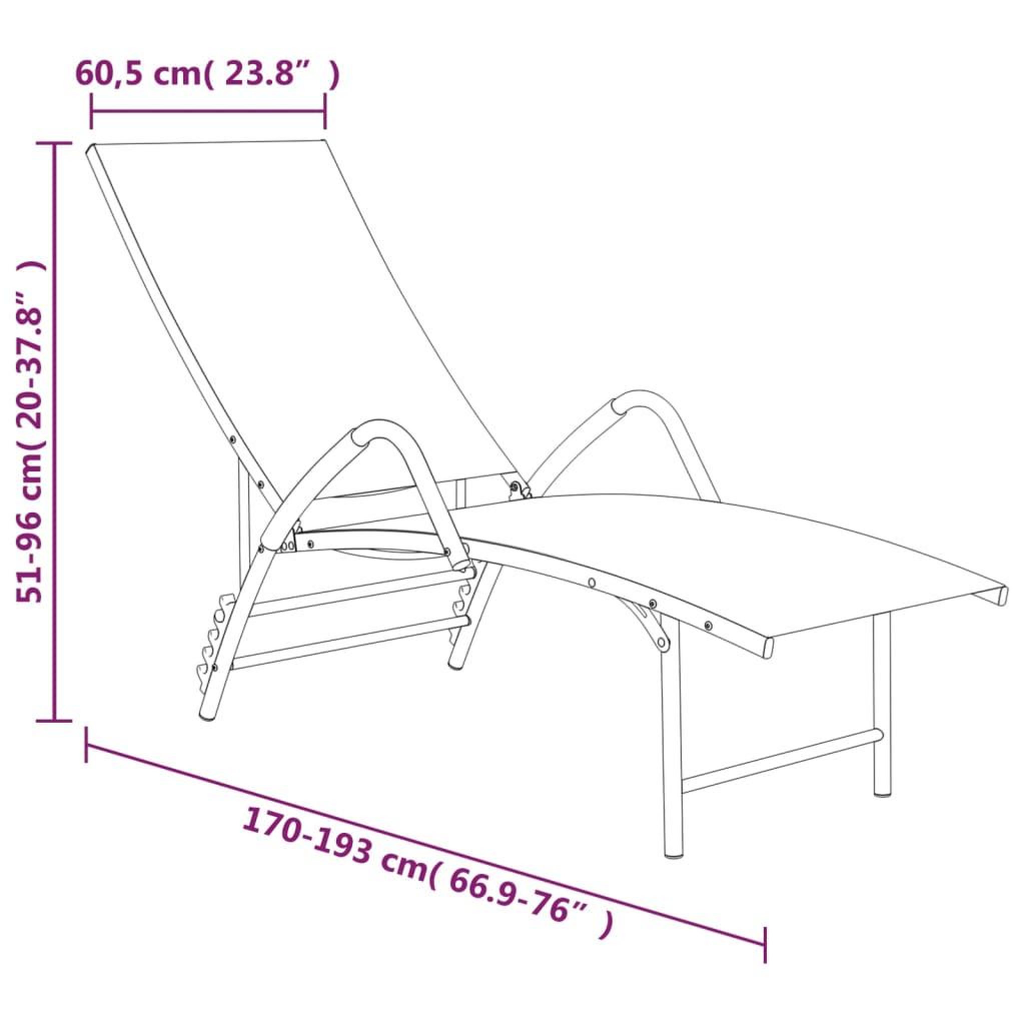 Voir la diapositive 6 : VIDAXL Chaise longue Textilene et aluminium Creme