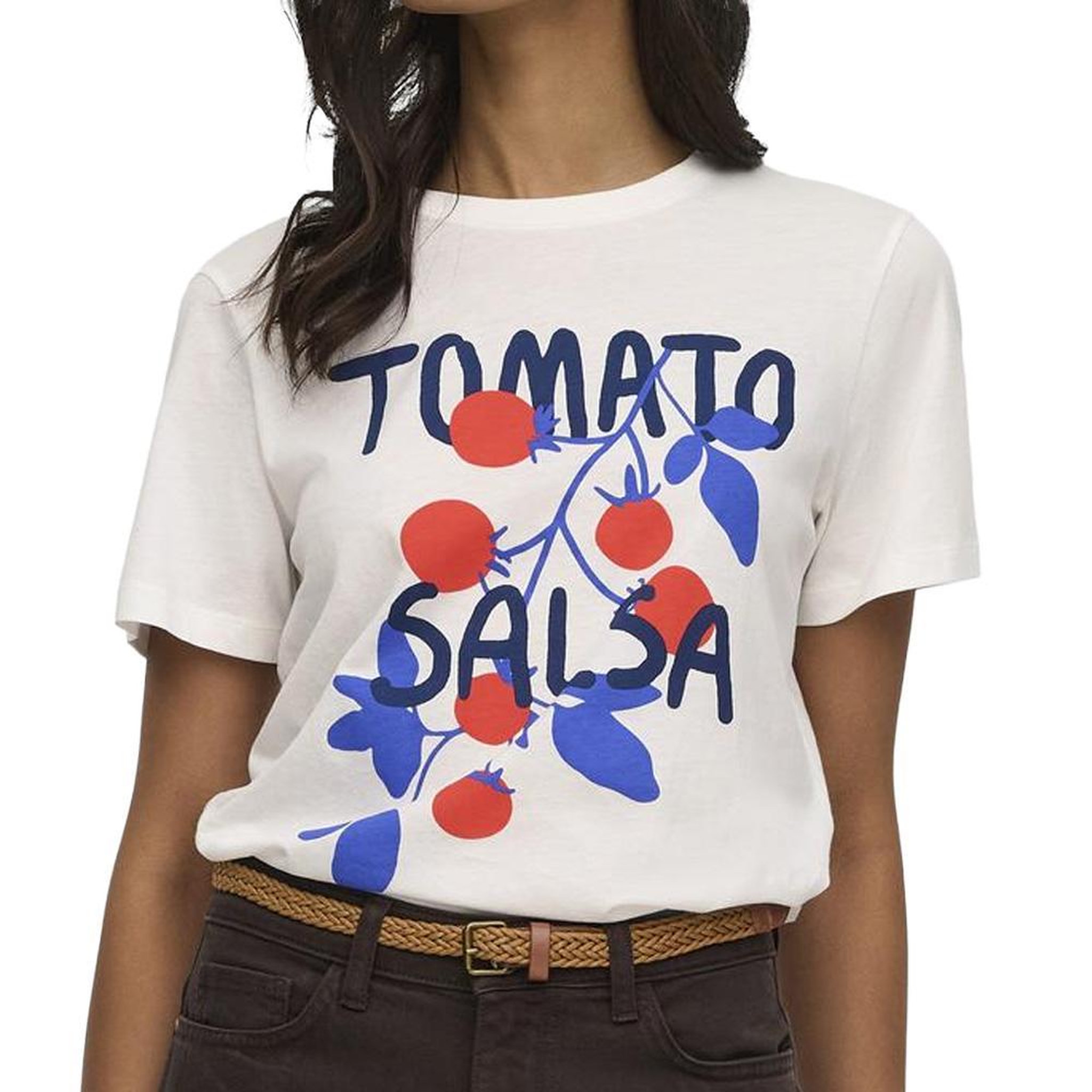 JACQUELINE DE YONG T-Shirt Blanc/Rouge/Bleu Femme JDY Lima. Coloris disponibles : Blanc