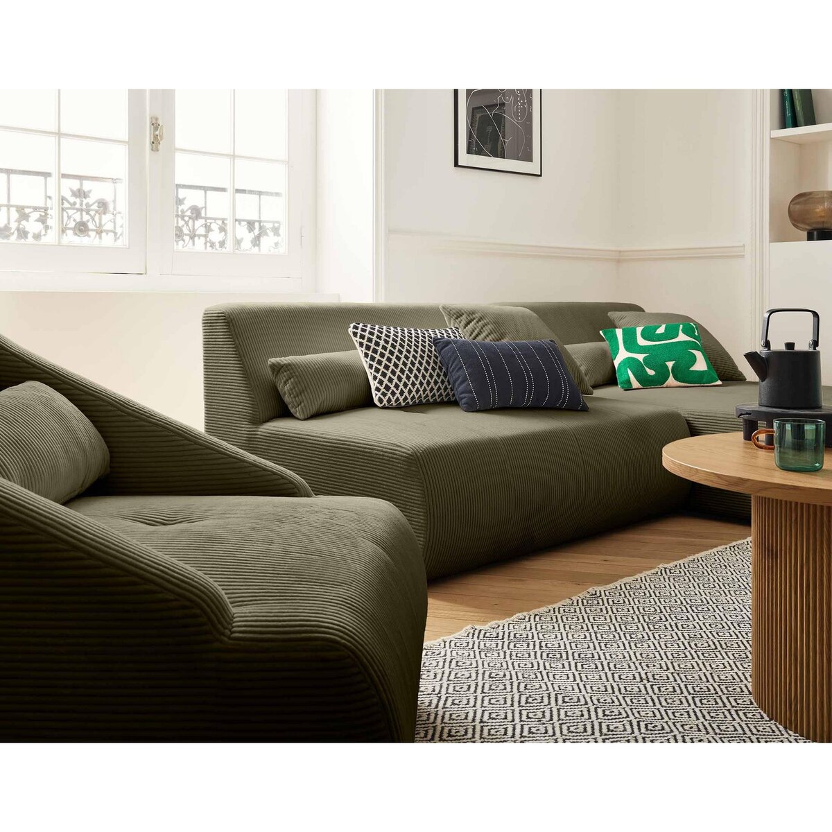 LISA DESIGN Onyx - canapé modulable d'angle réversible 4 places - en velours côtelé