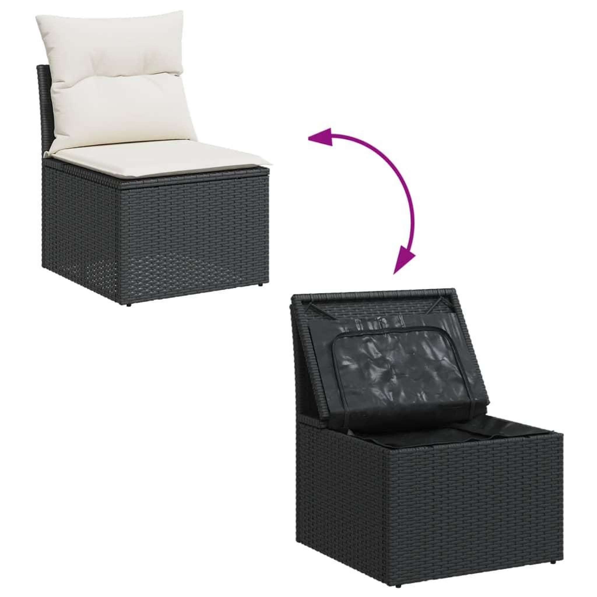 Voir la diapositive 4 : VIDAXL Salon de jardin 11 pcs avec coussins noir resine tressee