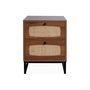 Voir la diapositive 5 : SWEEEK Table de chevet en décor bois et cannage avec pieds et poignées en métal noir