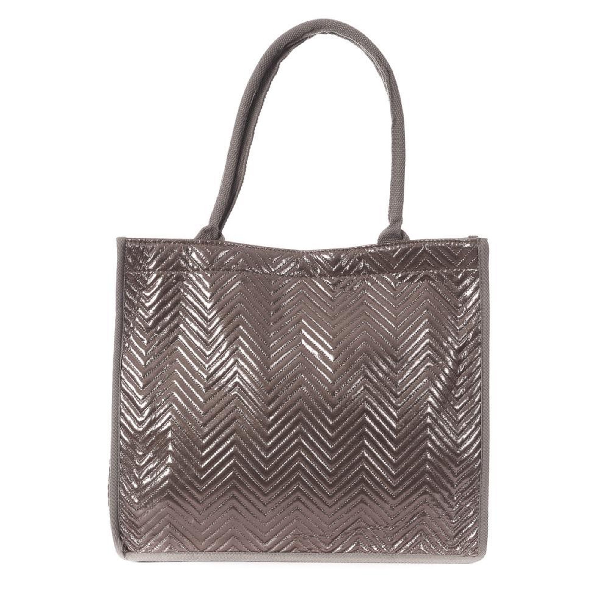 Voir la diapositive 2 : Stella Green Sac Caba Fourre tout Gris Métallique Stella Green Matelasse Chevron 3