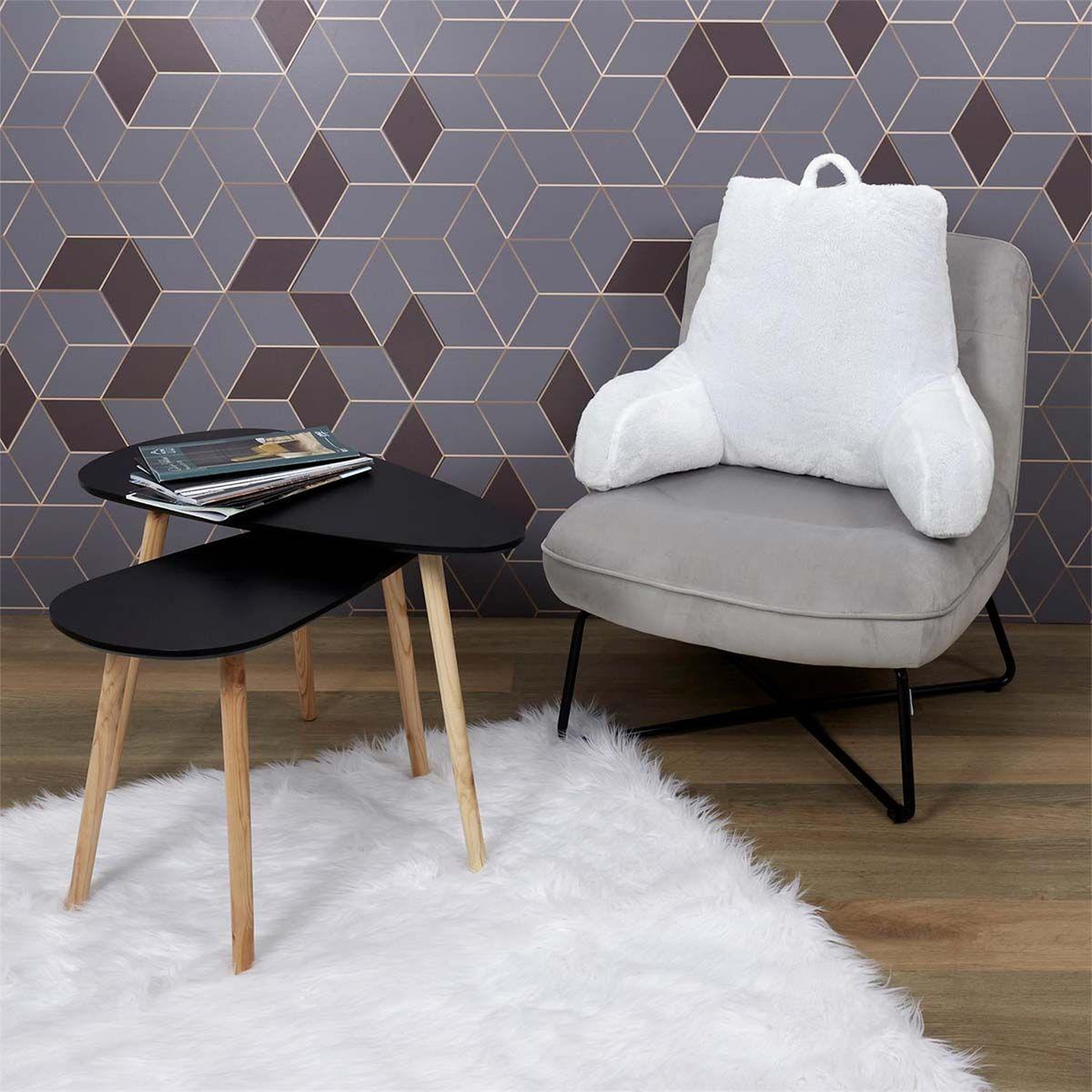 Voir la diapositive 2 : SENSLY Coussin de lecture  lombaire  86cm gris