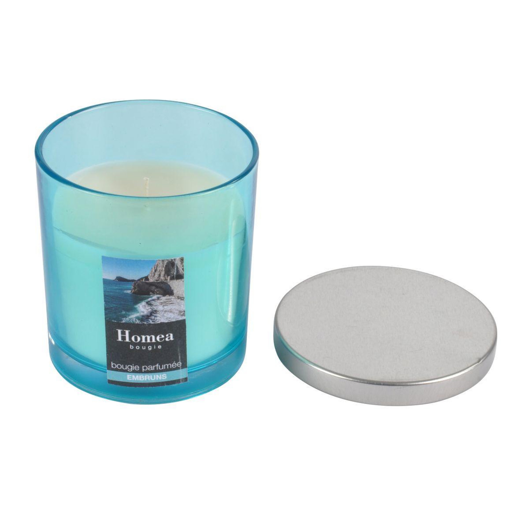 HOMEA Bougie parfumée couvercle  essentiel  8cm embruns