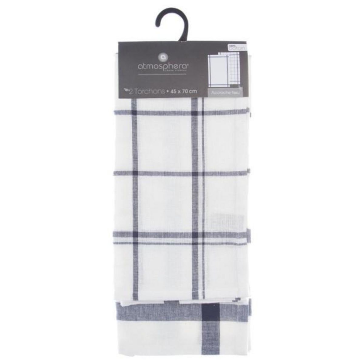 ATMOSPHERA Lot de 2 Torchons de Cuisine  Traditionnel  70cm Bleu