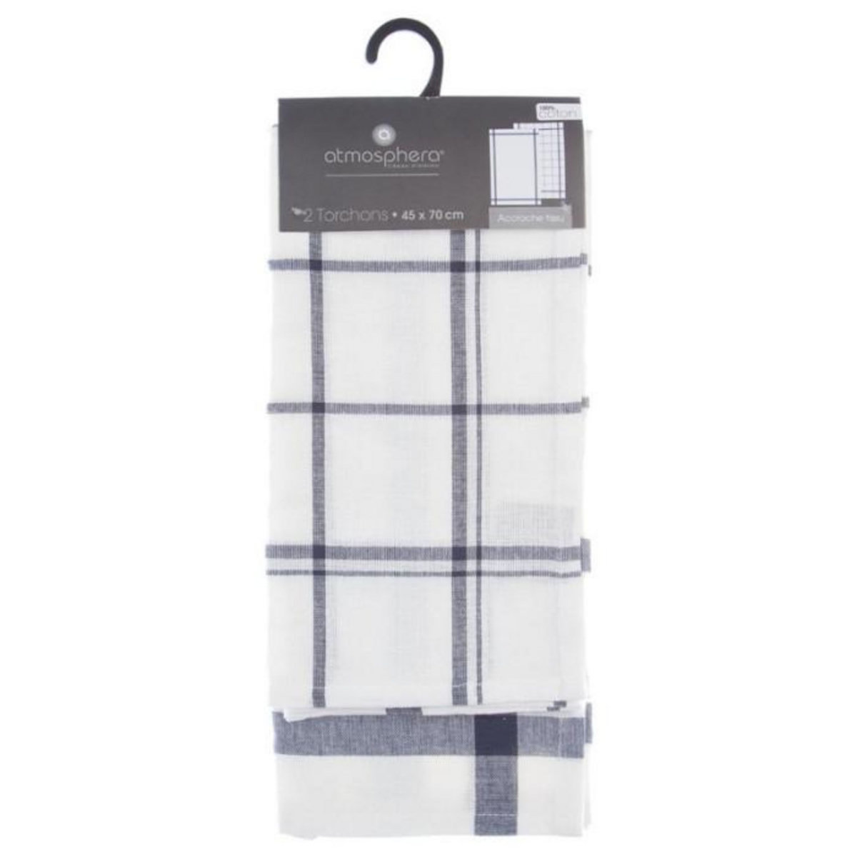 ATMOSPHERA Lot de 2 Torchons de Cuisine  Traditionnel  70cm Bleu