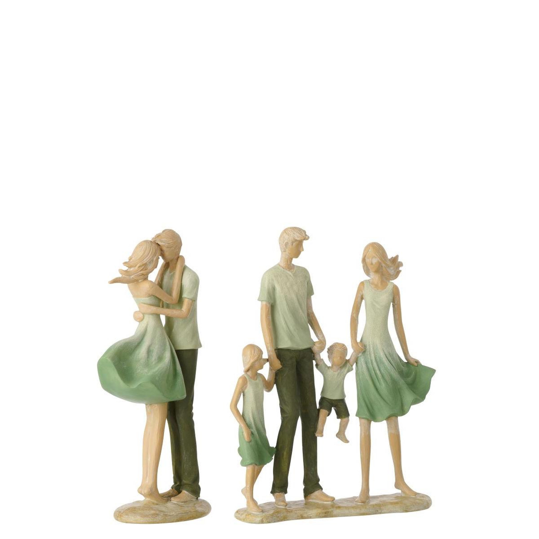 Voir la diapositive 2 : J-LINE Statuette famille 2 enfants  matcha  25cm vert