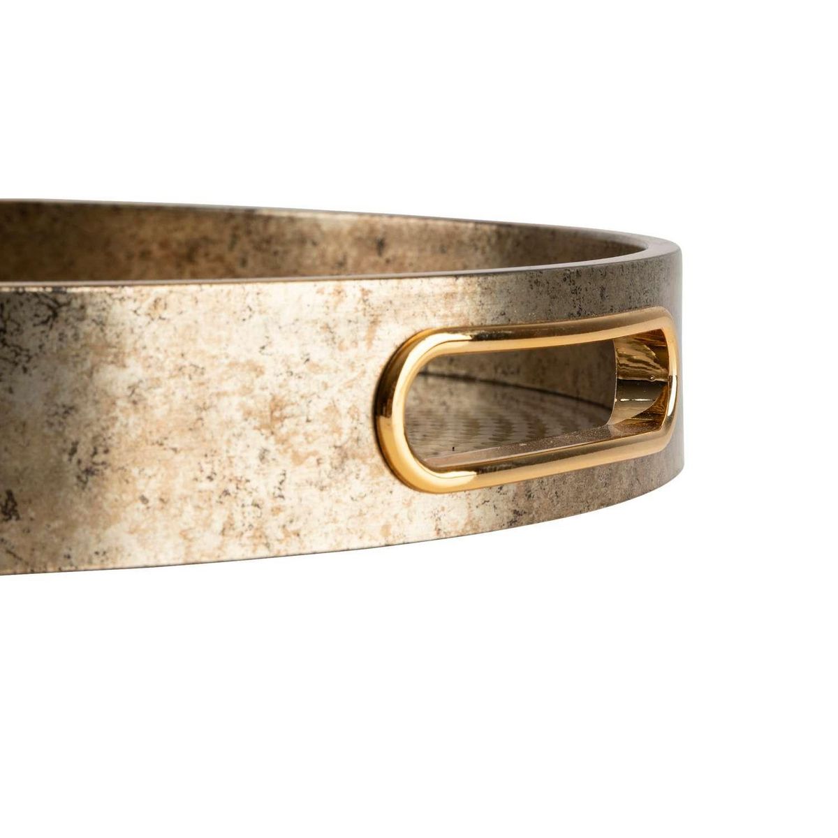 ATMOSPHERA Lot de 2 plateaux en verre et résine - Doré