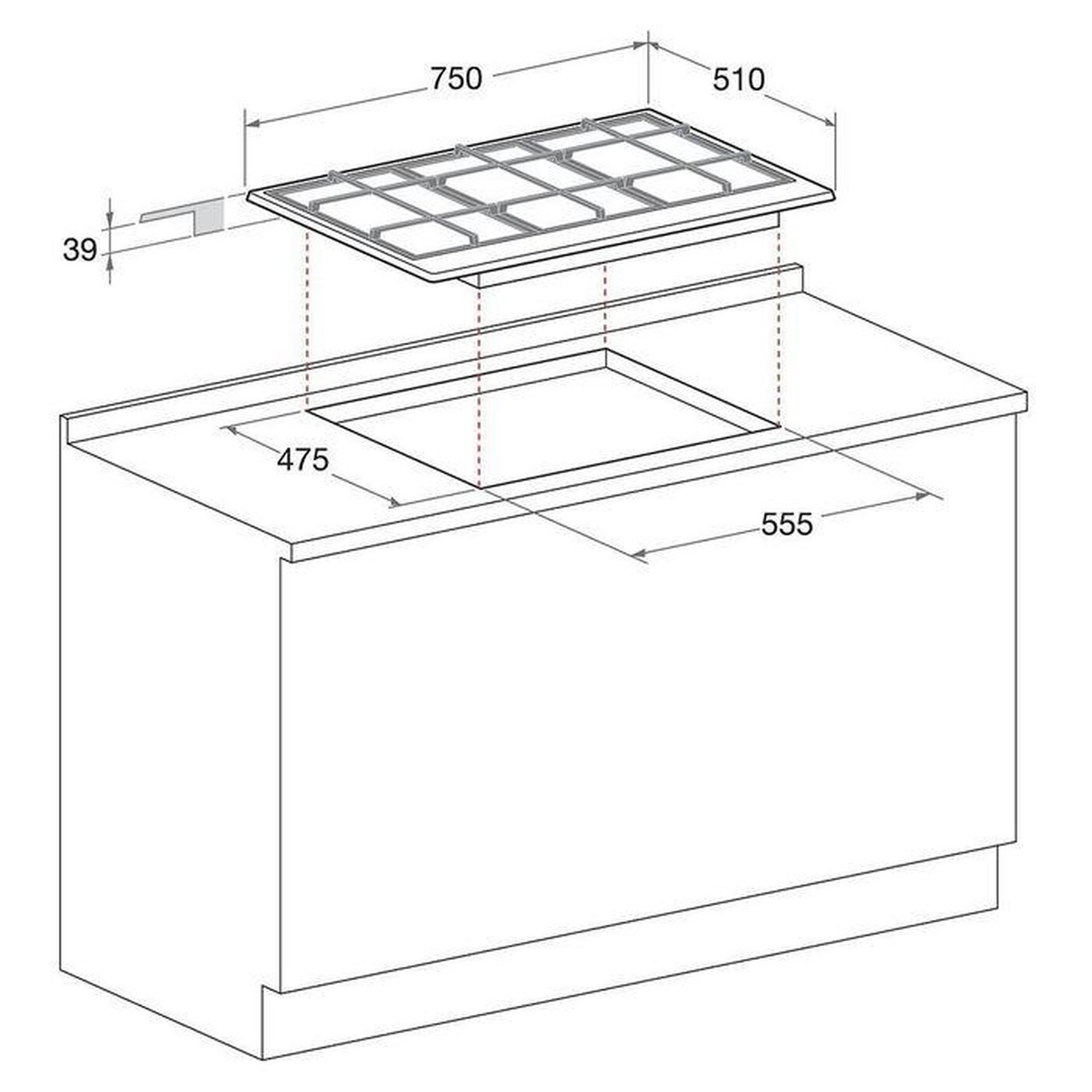 Voir la diapositive 4 : HOTPOINT Plaque gaz 5 foyers 10,5kW 75x51 cm inox – Hotpoint PNN751IX
