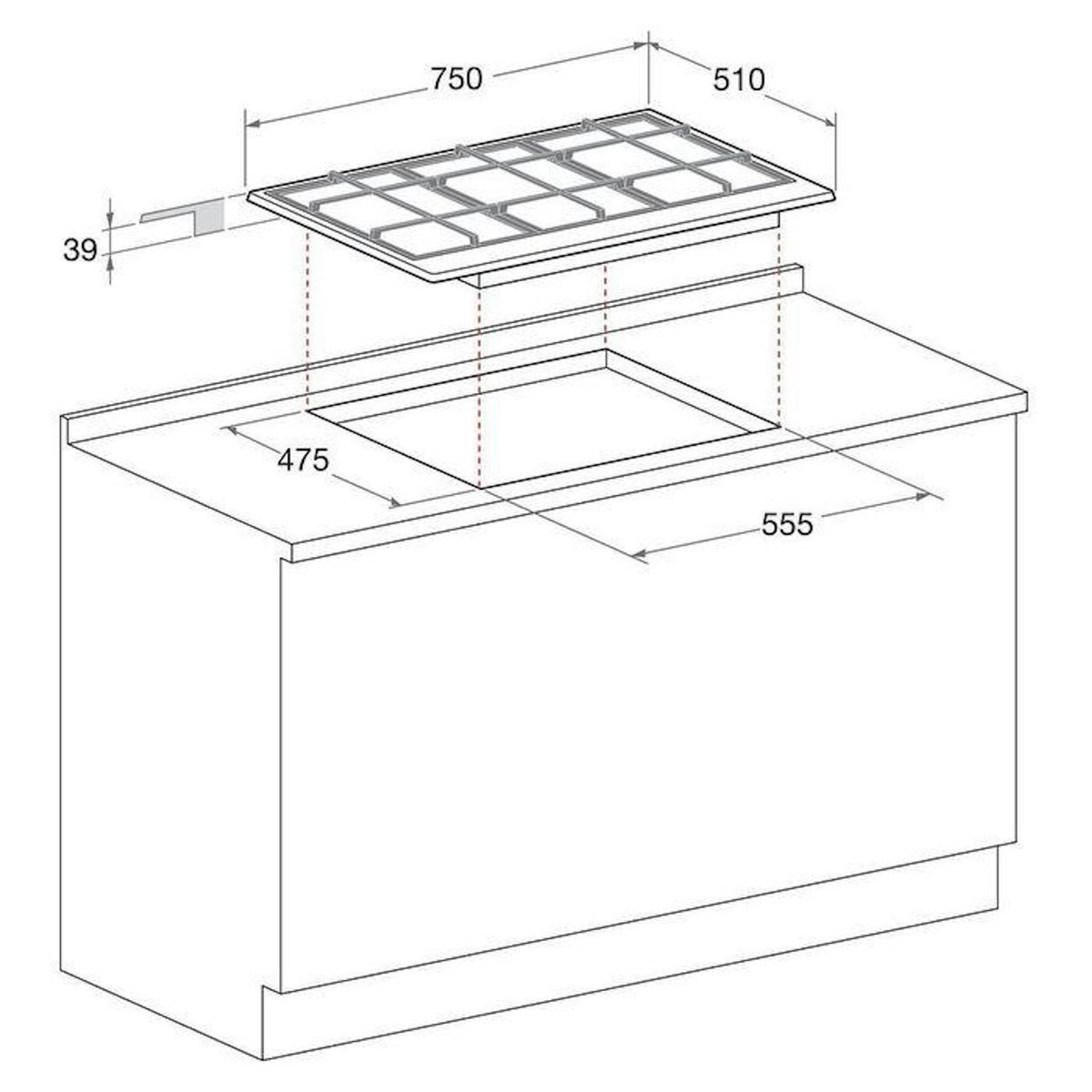 HOTPOINT Plaque gaz 5 foyers 10,5kW 75x51 cm inox – Hotpoint PNN751IX
