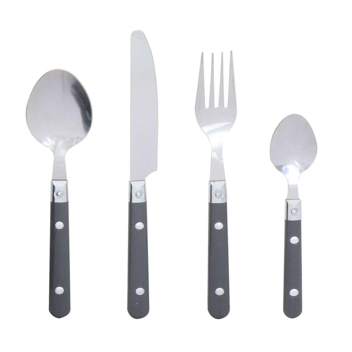 TOILINUX Ménagère Bistrot en acier inoxydable 24 Pièces - Gris