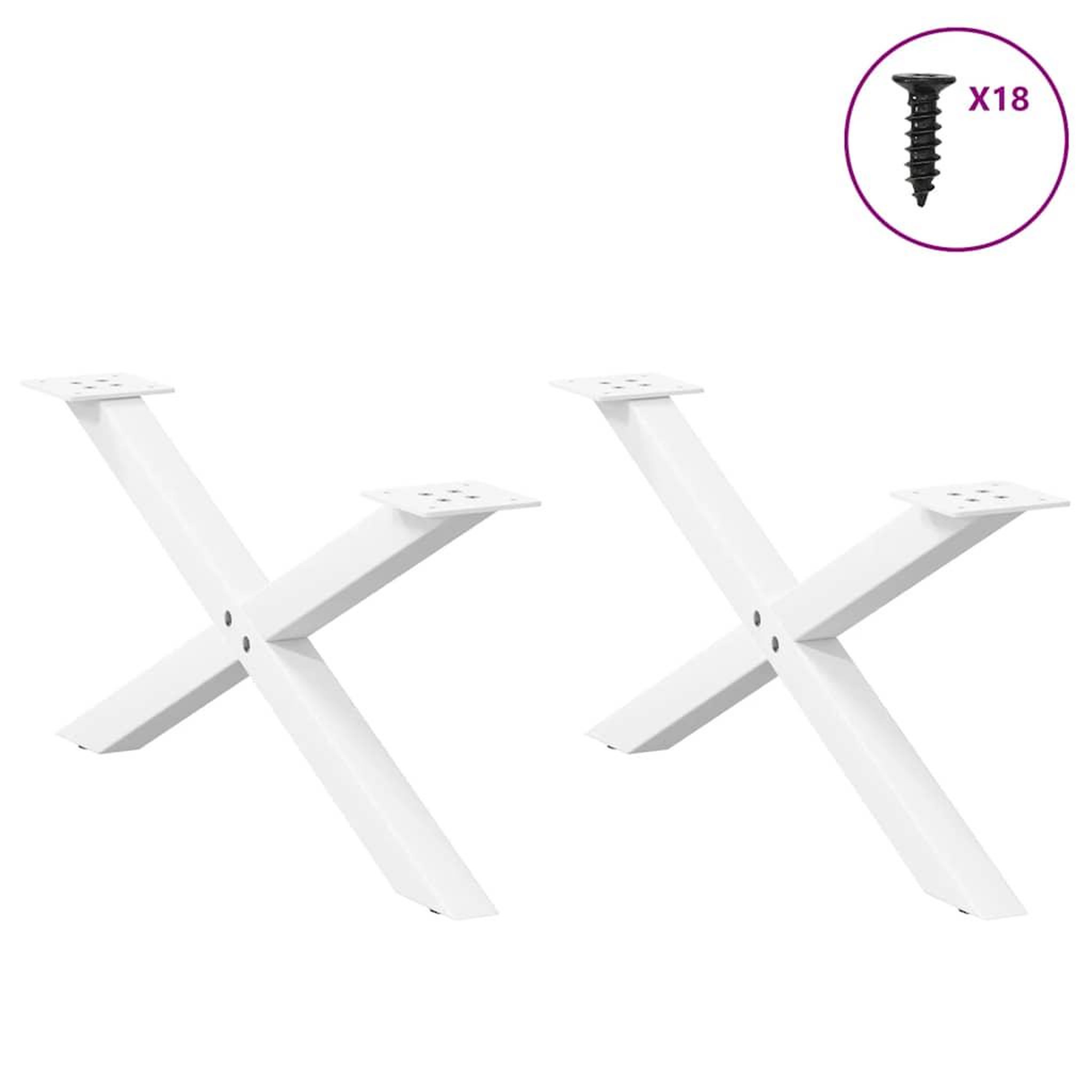 Voir la diapositive 3 : VIDAXL Pieds de table basse forme de X 2 pcs blanc 70x(30-31) cm acier