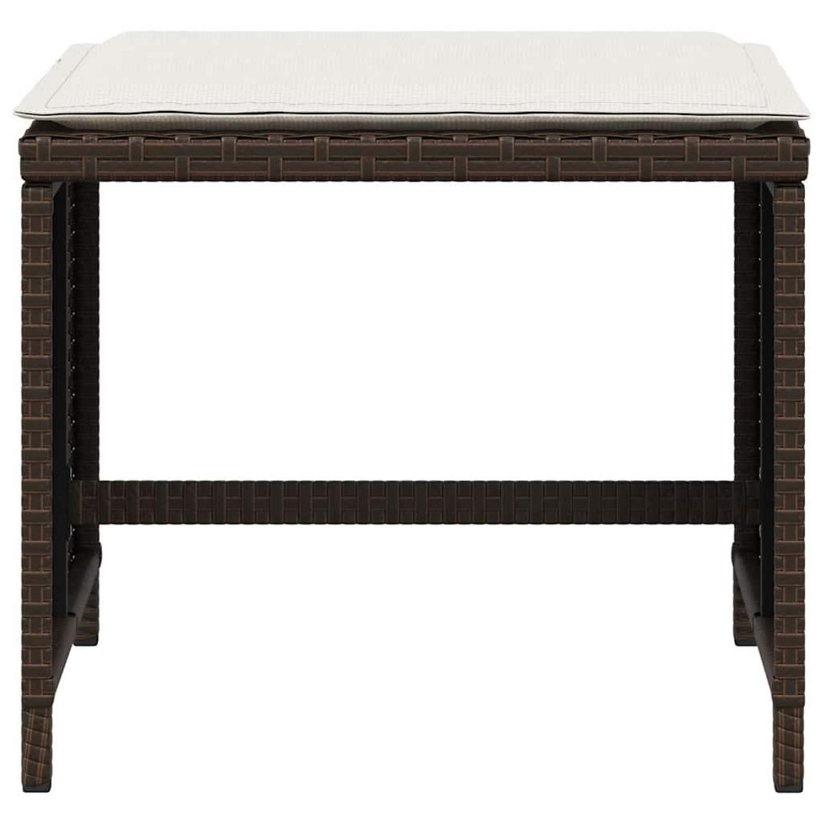 VIDAXL Tabourets de jardin et coussins lot de 4 marron resine tressee