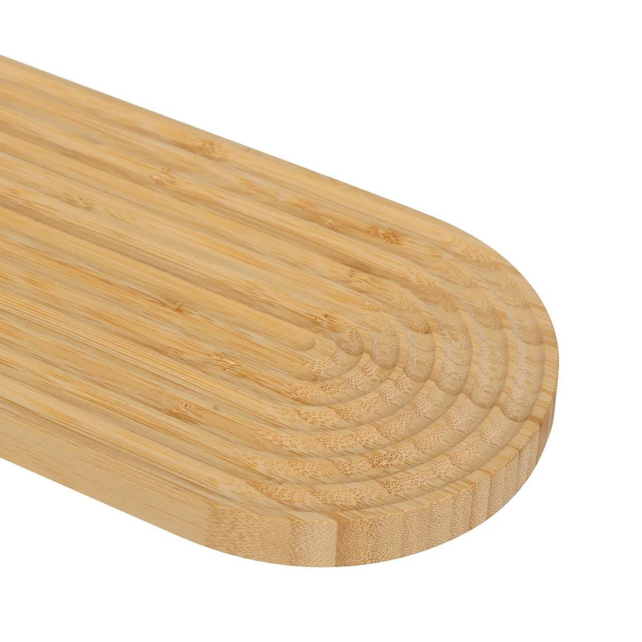 Voir la diapositive 3 : FIVE Planche à découper ovale en bambou  rainuré  60cm naturel