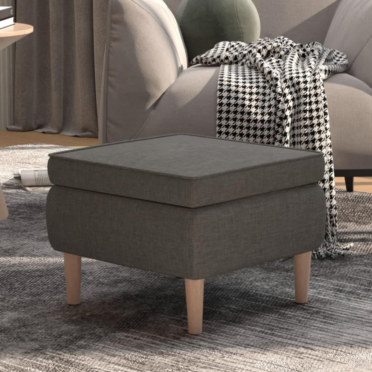 VIDAXL Tabouret avec pieds en bois Gris fonce Tissu